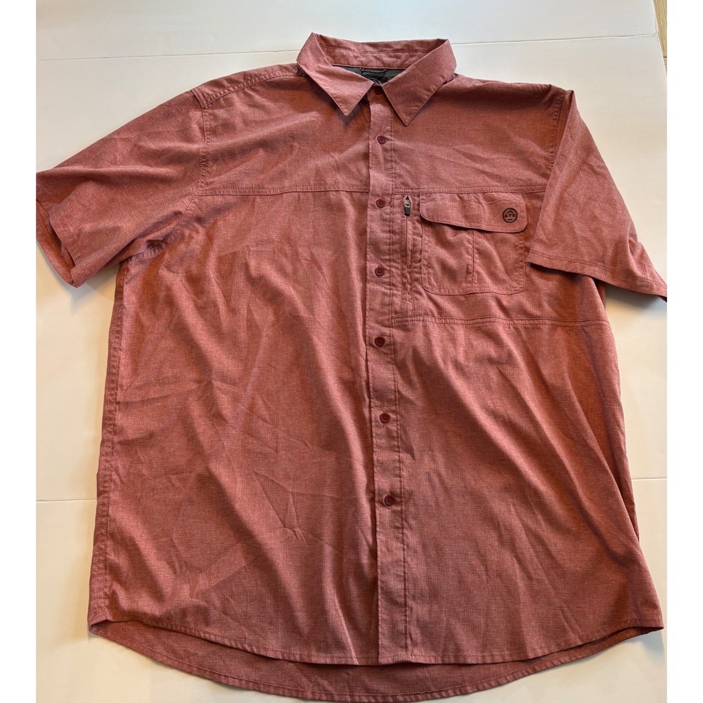 Wrangler ATG Shirt Mens XL Red‎ Short Sleeve Button Down Performance NTS54TM